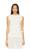 4th & Reckless Lauryn Knit Fringe Top In Beige