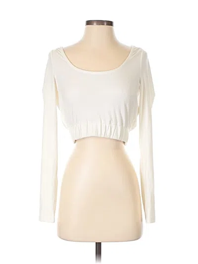 Pre-owned 4th & Reckless Long Sleeve Top Ivory Sweetheart Neckline Tops In White