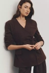 4th & Reckless Luca Wrap Blazer Jacket In Brown