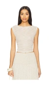 4th & Reckless Nikki Semi Sheer Knit Top In Beige