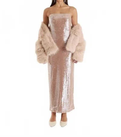 4th & Reckless Norma Sequin Maxi Dress In Gold In Animal Print