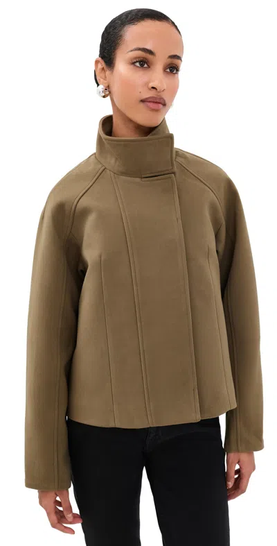 4th & Reckless Wool Look Funnel Neck Button Through Jacket In Neutral