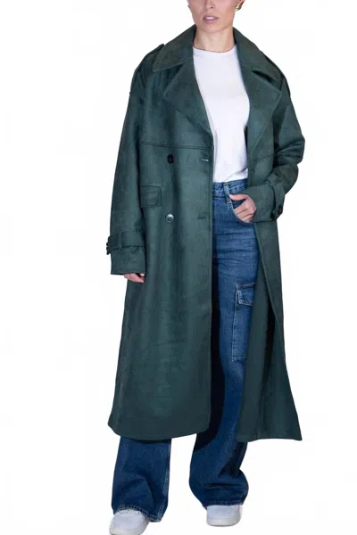 4th & Reckless Onis Draped Trench Jacket In Green In Brown