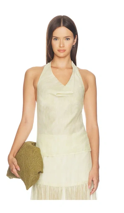 4th & Reckless Saya Semi Sheer Halter Top In Green