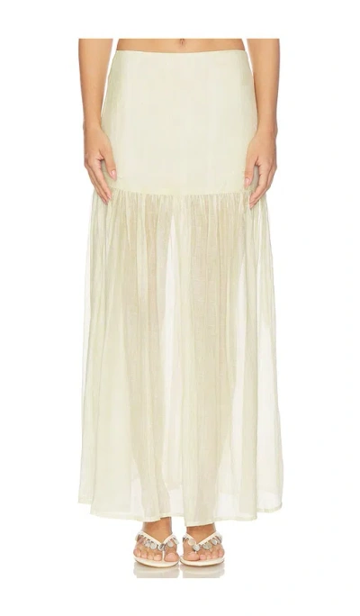 4th & Reckless Saya Semi Sheer Maxi Skirt In Lime