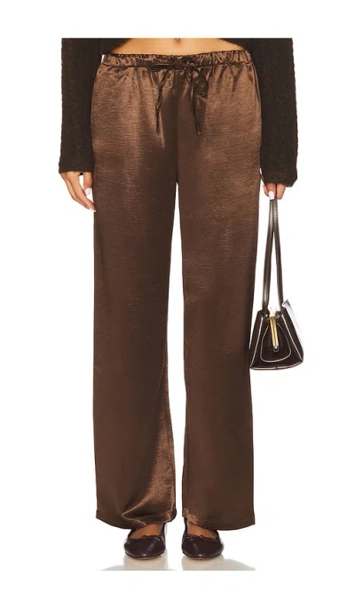 4th & Reckless Shelby Satin Trousers In Brown