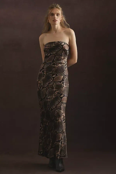 4th & Reckless Shona Snake Print Strapless Maxi Dress In Multicolor