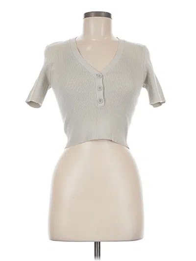 Pre-owned 4th & Reckless Short Sleeve Top Ivory Sweetheart Neckline Tops