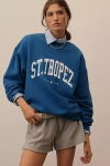 4th & Reckless Ines Blue St Tropez Graphic Pullover Sweater In Blue