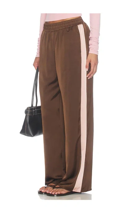 4th & Reckless Tiffany Satin Trouser In Brown