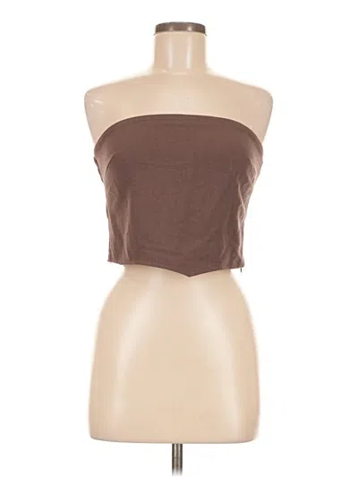 Pre-owned 4th & Reckless Tube Top Brown Strapless Neckline Tops