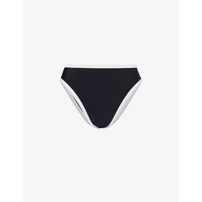 4th & Reckless Cabo Contrast-trim Bikini Bottoms In Black