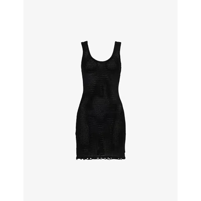 4th & Reckless Crochet Knit Sleeveless Mini Dress In Black