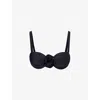 4th & Reckless Monaco Floral Motif-embellished Bikini Top In Black