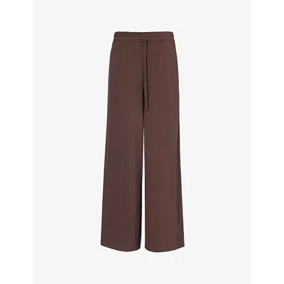 4th & Reckless Tulum Straight-leg Mid-rise Drawstring-waist Woven Trousers In Chocolate