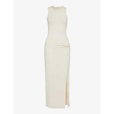 4th & Reckless Lorena Twist-knot Stretch-woven Maxi Dress In Cream