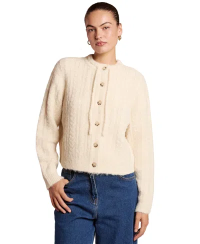 4th & Reckless Women's Delphine Cable-knit Fitted Cardigan In Cream