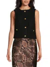 4th & Reckless Women's Felicia Tweed Short Length Button Vest In Black