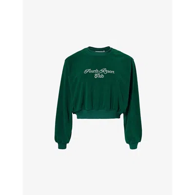 4th & Reckless Bay Text-embroidered Relaxed-fit Woven Sweatshirt In Green