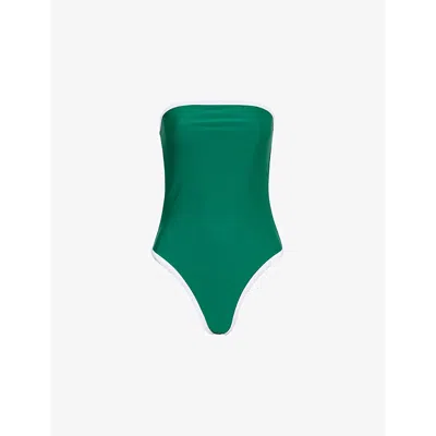 4th & Reckless Gili Bandeau High-leg Swimsuit In Green