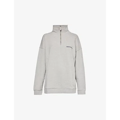4th & Reckless Marla Half-zip Cotton-jersey Sweatshirt In Grey