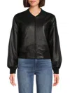 4th & Reckless Women's Layton Faux Leather Short Length Bomber Jacket In Black