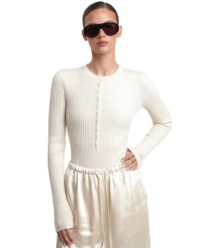 4th & Reckless Women's Mireyae Long-sleeve Ribbed-knit Bodysuit In Cream