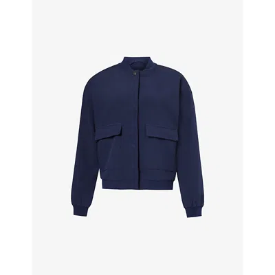 4th & Reckless Teya Boxy-fit Stretch-woven Bomber Jacket In Navy