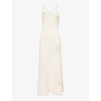 4th & Reckless Isla Floral Motif-embellished Knitted Maxi Dress In Off White