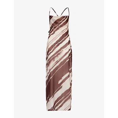 4th & Reckless Ocean Diagonal-stripe Woven Maxi Dress In Print
