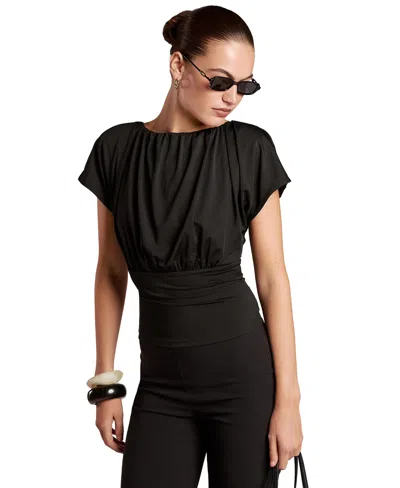 4th & Reckless Women's Virgo Open-back Ruched Blouse In Black