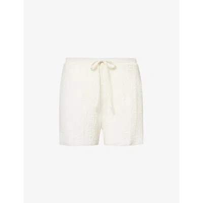 4th & Reckless Lanai Crinkle-texture Stretch-woven Shorts In White