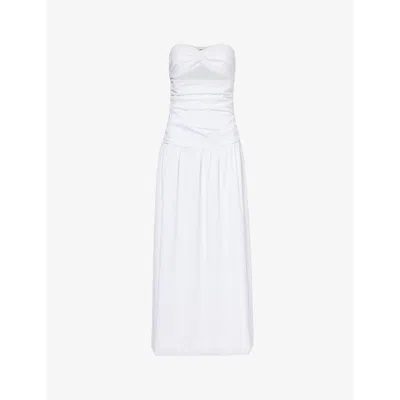 4th & Reckless Lexie Flared-hem Stretch-cotton Maxi Dress In White