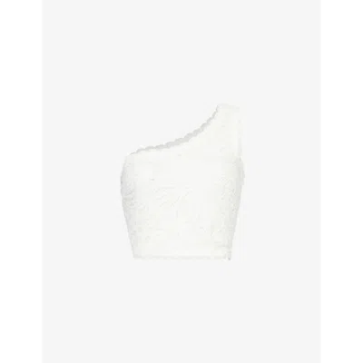 4th & Reckless Mae Asymmetric-neck Woven Top In White