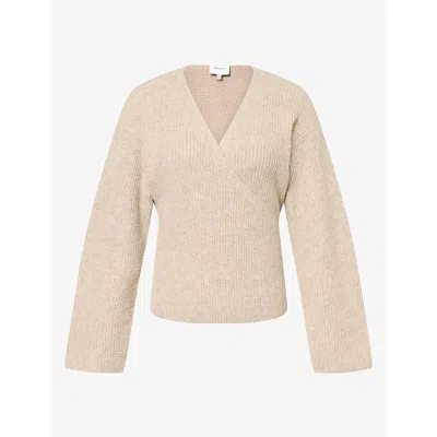 4th & Reckless Womens  Adriena Knitted Tie Front Wrap Top In Oatmeal