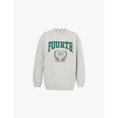 4th & Reckless Womens Grey Arlo Text-embroidery Cotton-jersey Sweatshirt