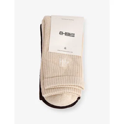 4th & Reckless Womens Chocolate Autumn Logo-embroidered Stretch-knit Crew Socks In Brown