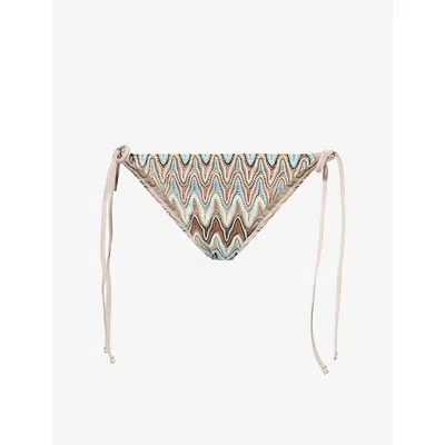 4th & Reckless Womens Multi Brea Metallic-knit Bikini Bottoms In Neutral