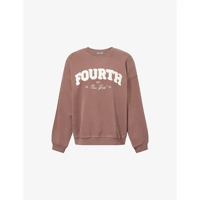 4th & Reckless Womens Choc Capucine Brand-logo Cotton Sweatshirt In Brown