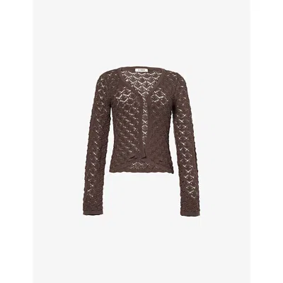4th & Reckless Womens Chocolate Dellina V-neck Knitted Top In Brown