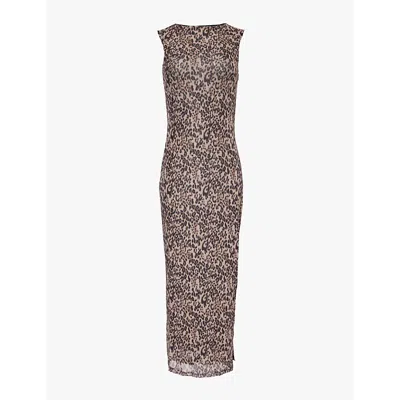 4th & Reckless Womens Leopard Print Derry Leopard-print Woven Maxi Dress