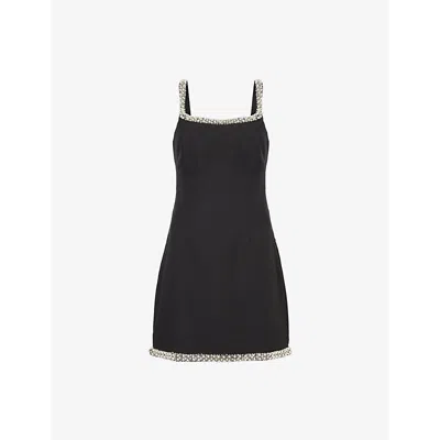4th & Reckless Womens Black Elwyn Pearl-embellishment Stretch-woven Mini Dress
