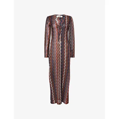 4th & Reckless Womens Multi Farrah Zig-zag Knitted Maxi Dress