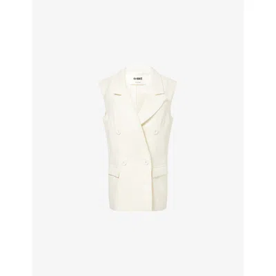 4th & Reckless Womens Buttercream Georgia Double-breasted Woven Waistcoat