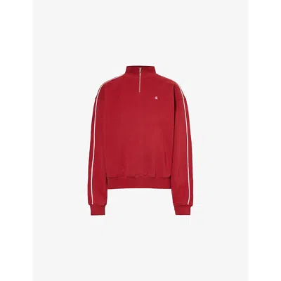 4th & Reckless Womens Red Gilly Half-zip Cotton-jersey Sweatshirt
