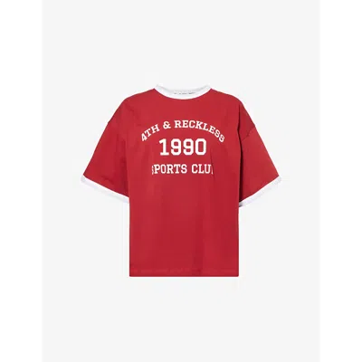 4th & Reckless Womens Kayleigh Short-sleeve Cotton T-shirt Red
