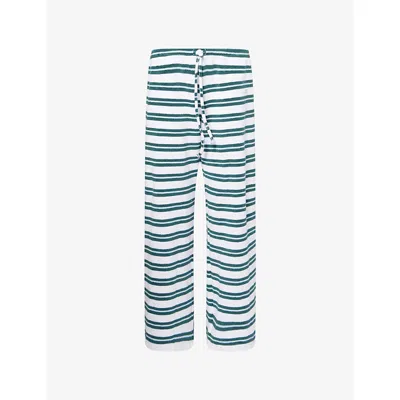 4th & Reckless Womens Multi Stripe Livia Striped-pattern Cotton-blend Trousers In Blue