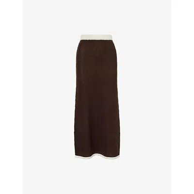4th & Reckless Womens  Morganna Contrasting-trim Knit Midi Skirt In Brown