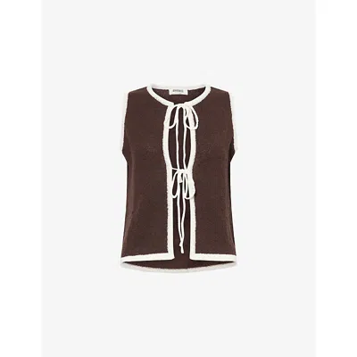 4th & Reckless Womens  Morganna Contrasting-trim Woven Top In Brown