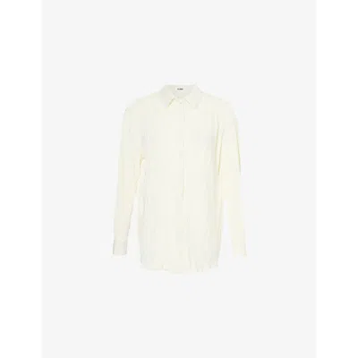 4th & Reckless Womens White Palais Pleated Woven Shirt